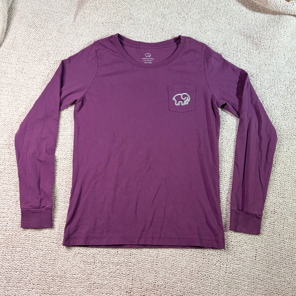 Women’s Ivory Ella Plum Purple Long Sleeve Shirt, Size S